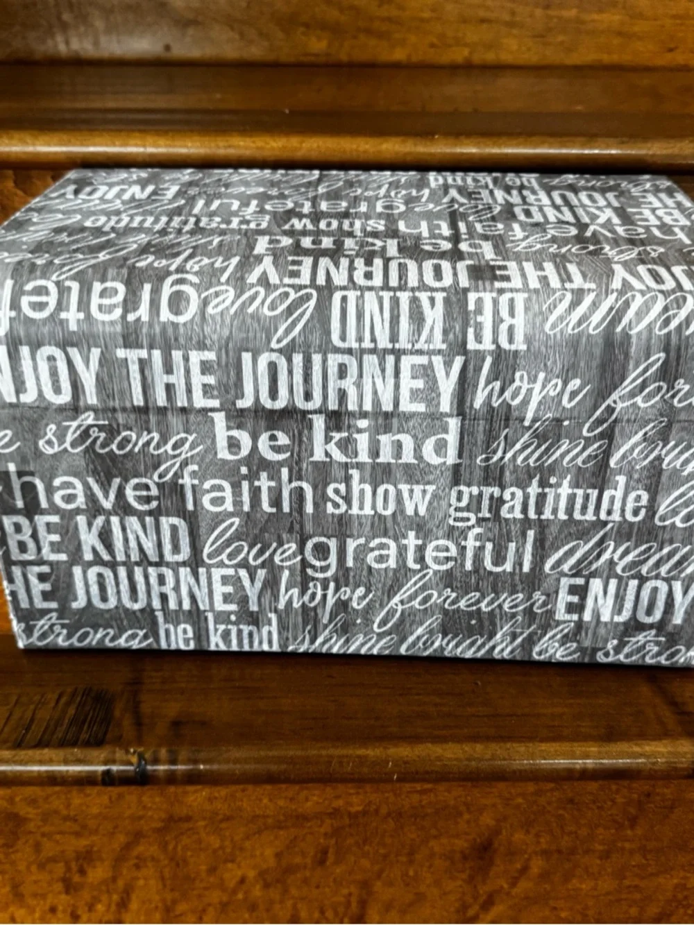 Gray Graphic Sentiment Storage Box with Metal Latch